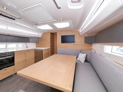 Salon of Bava, a Elan Impression 45 sailboat at Grad Biograd na Moru, Croatia