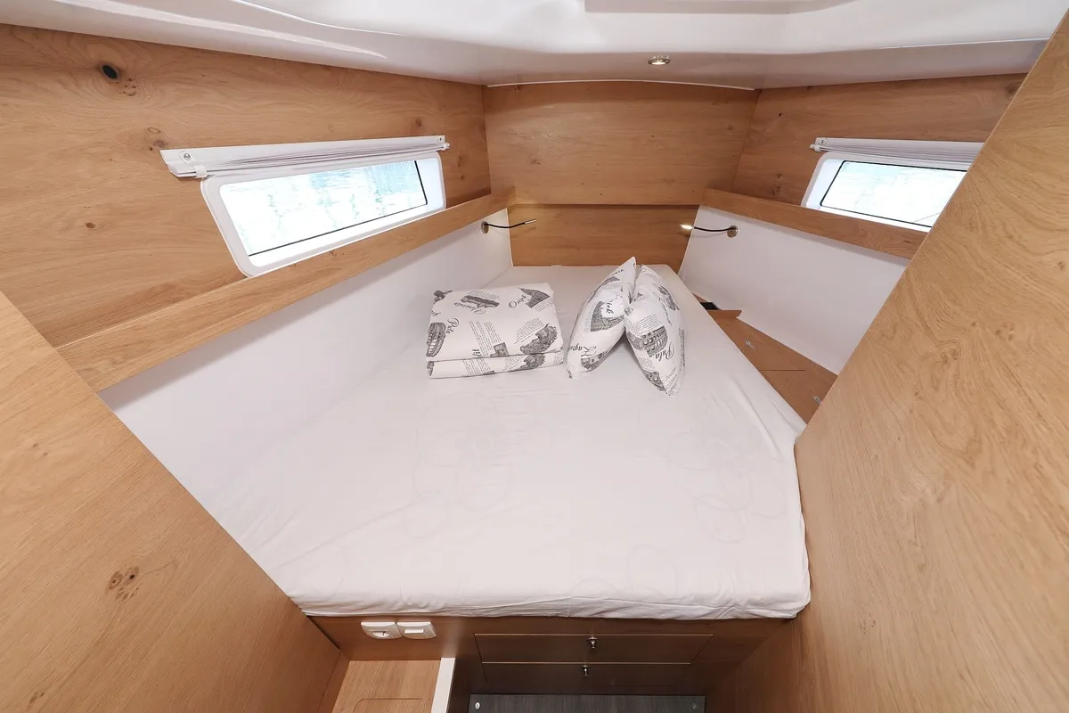 Cabin on Bava, a Elan Impression 45 sailboat at Grad Biograd na Moru, Croatia