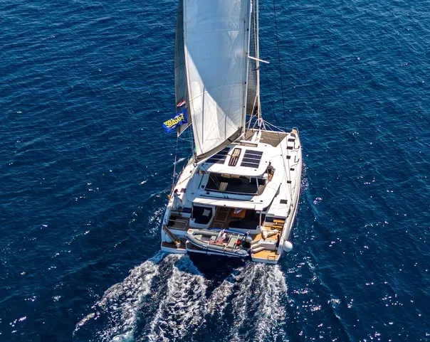 Exterior view of TIGA GRANDE, a Lagoon 55 catamaran at Šibenik, Croatia