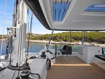 Cockpit of TIGA GRANDE, a Lagoon 55 catamaran at Šibenik, Croatia