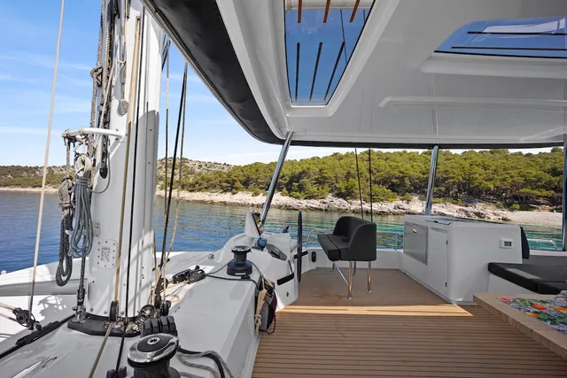 Cockpit of TIGA GRANDE, a Lagoon 55 catamaran at Šibenik, Croatia