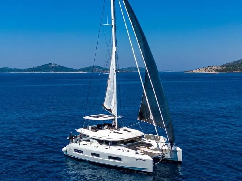Exterior view of TIGA GRANDE, a Lagoon 55 catamaran at Šibenik, Croatia