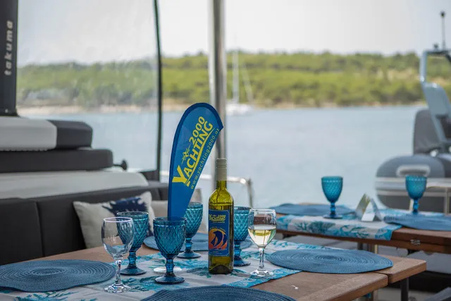 Deck of TIGA GRANDE, a Lagoon 55 catamaran at Šibenik, Croatia
