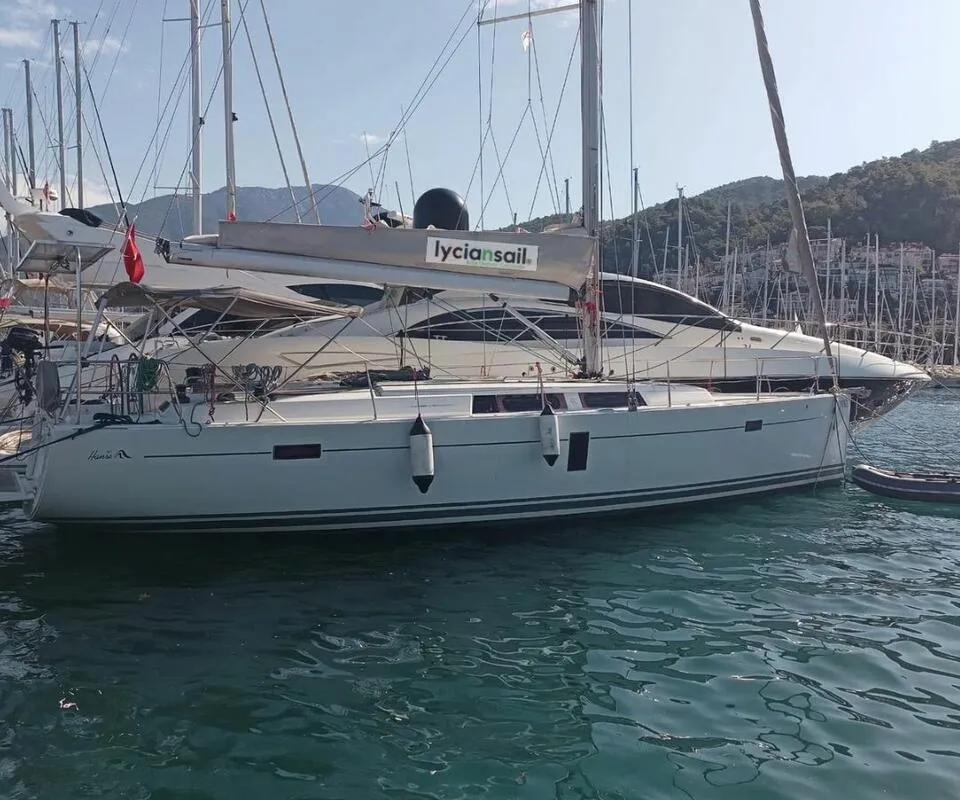 Salon of Pina, a Hanse 445 sailboat at Fethiye, Turkey