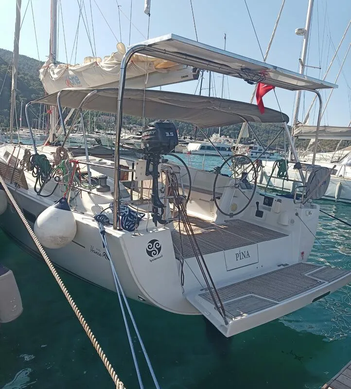 Cockpit of Pina, a Hanse 445 sailboat at Fethiye, Turkey