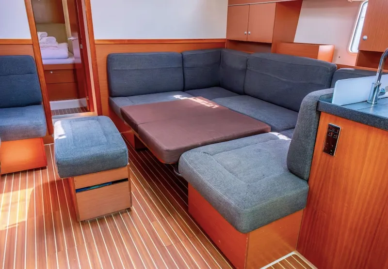 Salon of Pina, a Hanse 445 sailboat at Fethiye, Turkey