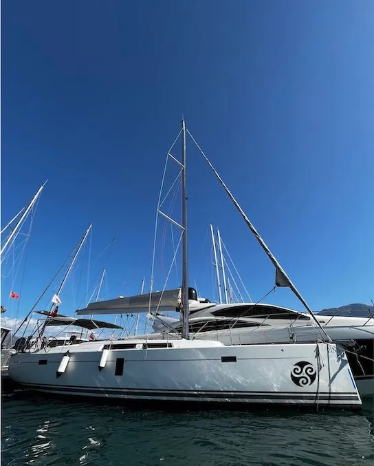 Exterior view of Pina, a Hanse 445 sailboat at Fethiye, Turkey
