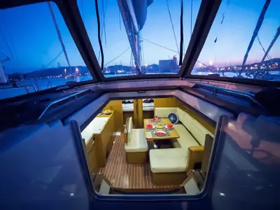 Salon of Eleni, a Jeanneau Sun Odyssey 44 i sailboat at Volos, Greece
