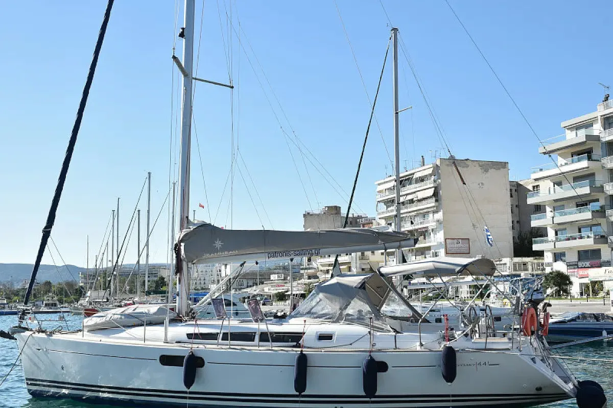 Exterior view of Eleni, a Jeanneau Sun Odyssey 44 i sailboat at Volos, Greece