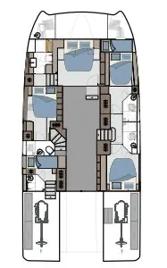 Floor plan of Explorion, a Aquila 54 catamaran at Piraeus, Greece