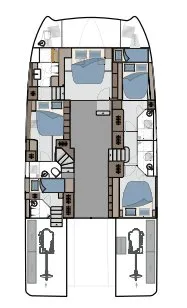 Floor plan of Explorion, a Aquila 54 catamaran at Piraeus, Greece
