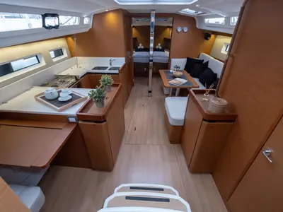 Salon of Loleta, a Jeanneau Sun Odyssey 440 sailboat at Municipal Unit of Lefkada, Greece
