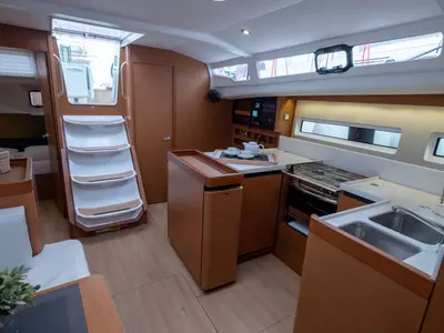 Galley of Loleta, a Jeanneau Sun Odyssey 440 sailboat at Municipal Unit of Lefkada, Greece