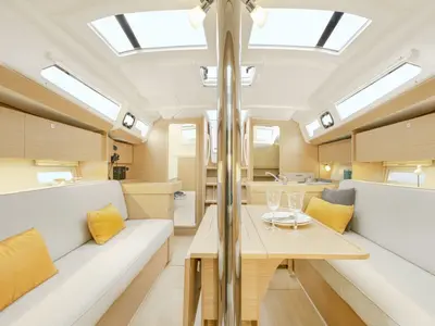 Salon of Alqamar, a Dufour 360 Grand Large sailboat at Cagliari, Italy