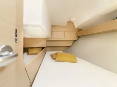 Cabin on Alqamar, a Dufour 360 Grand Large sailboat at Cagliari, Italy