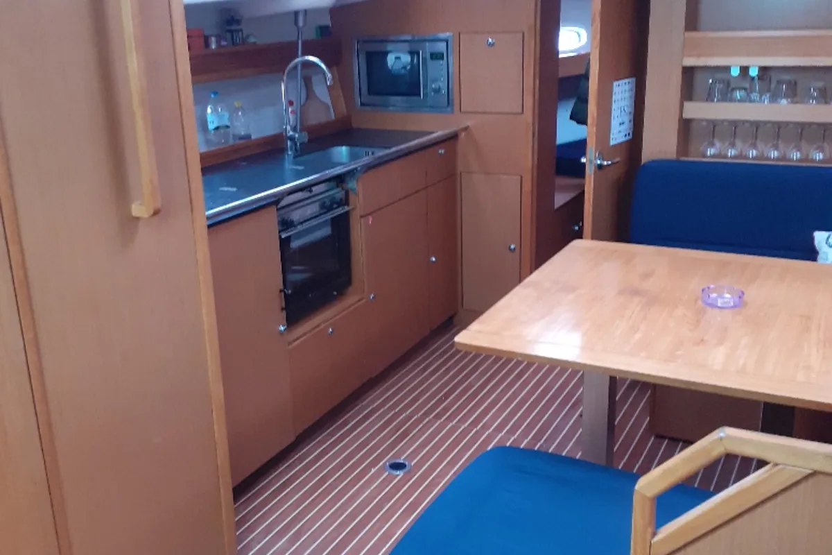Galley of Beta , a Bavaria 43 Cruiser sailboat at Municipal Unit of Lefkada, Greece