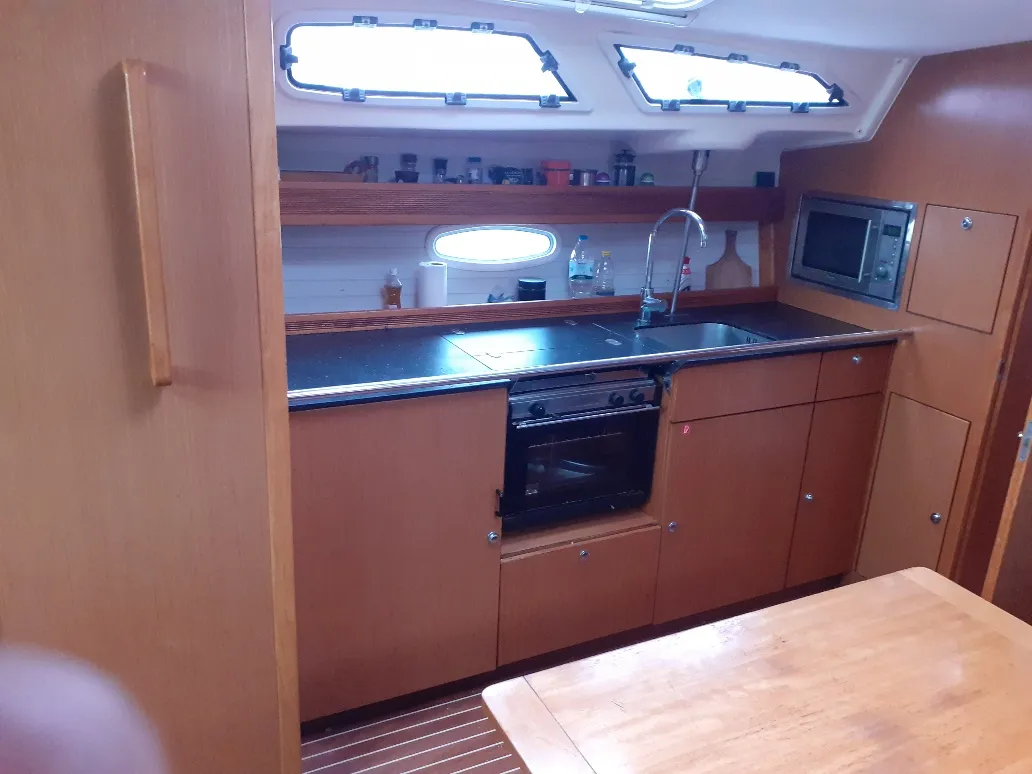 Galley of Beta , a Bavaria 43 Cruiser sailboat at Municipal Unit of Lefkada, Greece