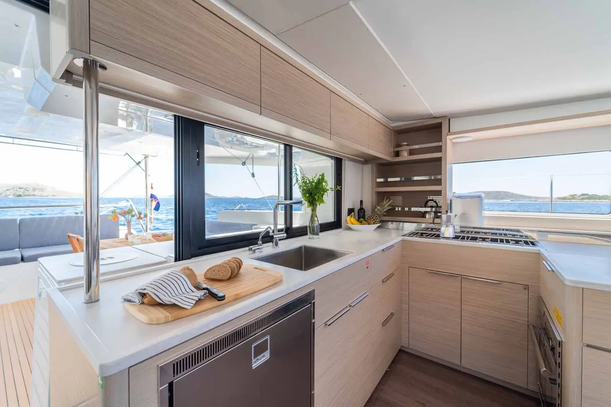 Galley of Mare Luna, a Lagoon 46 catamaran at Grad Šibenik, Croatia