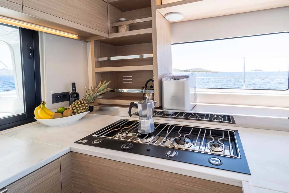 Galley of Mare Luna, a Lagoon 46 catamaran at Grad Šibenik, Croatia