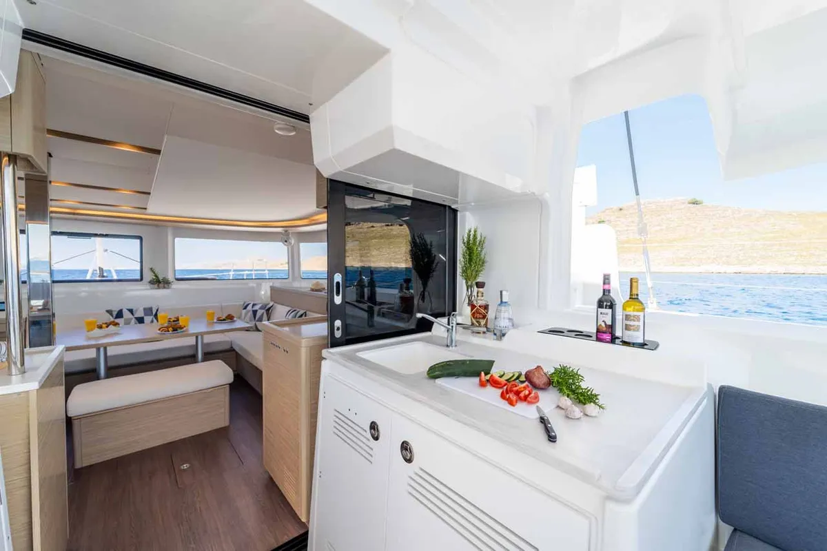 Galley of Mare Luna, a Lagoon 46 catamaran at Grad Šibenik, Croatia