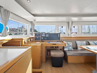 Cockpit of MAJESTIC, a Lagoon 450 catamaran at Grad Šibenik, Croatia