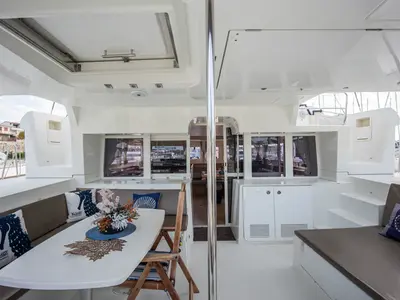Deck of MAJESTIC, a Lagoon 450 catamaran at Grad Šibenik, Croatia