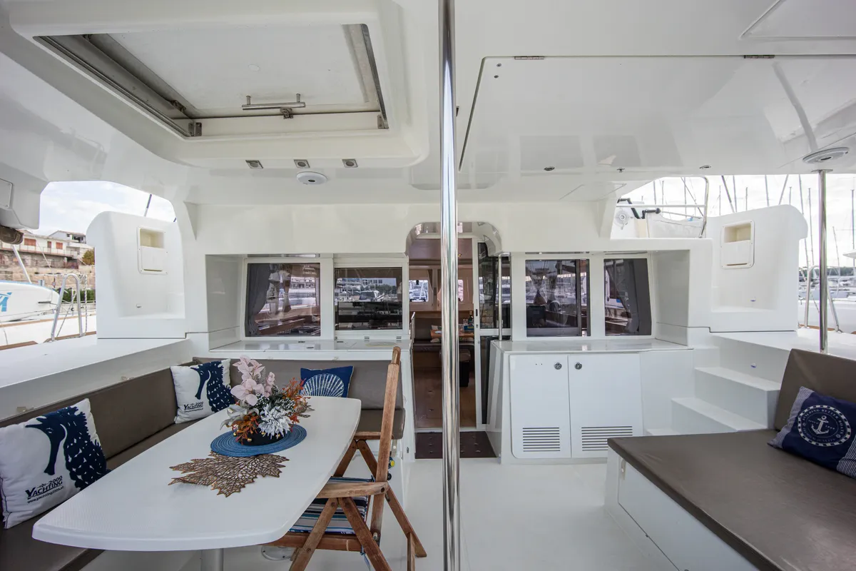 Deck of MAJESTIC, a Lagoon 450 catamaran at Grad Šibenik, Croatia
