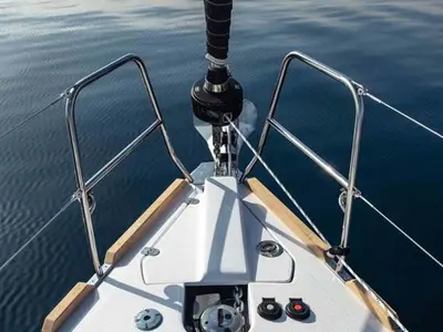 Deck of Top Secret, a Elan Impression 40.1 sailboat at Pula, Croatia