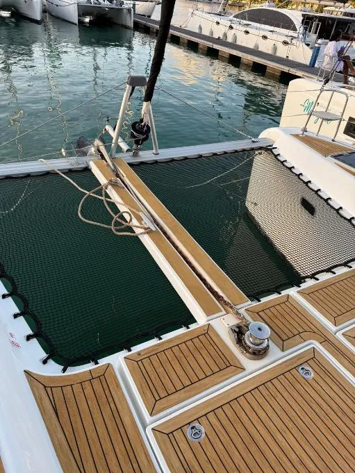 Deck of Best Q, a Lagoon 42 catamaran at Roche Caiman, Seychelles