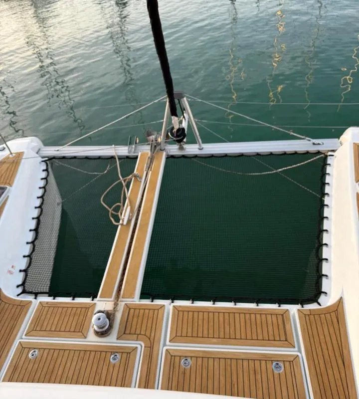 Deck of Best Q, a Lagoon 42 catamaran at Roche Caiman, Seychelles