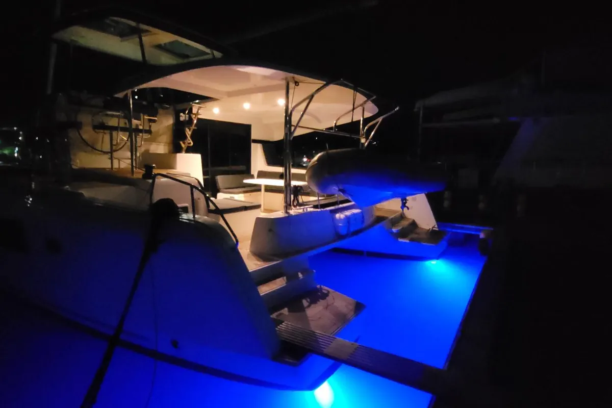 Exterior view of Best Q, a Lagoon 42 catamaran at Roche Caiman, Seychelles