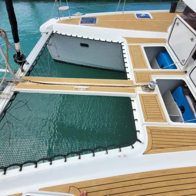 Deck of Best Q, a Lagoon 42 catamaran at Roche Caiman, Seychelles