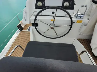 Cockpit of Best Q, a Lagoon 42 catamaran at Roche Caiman, Seychelles