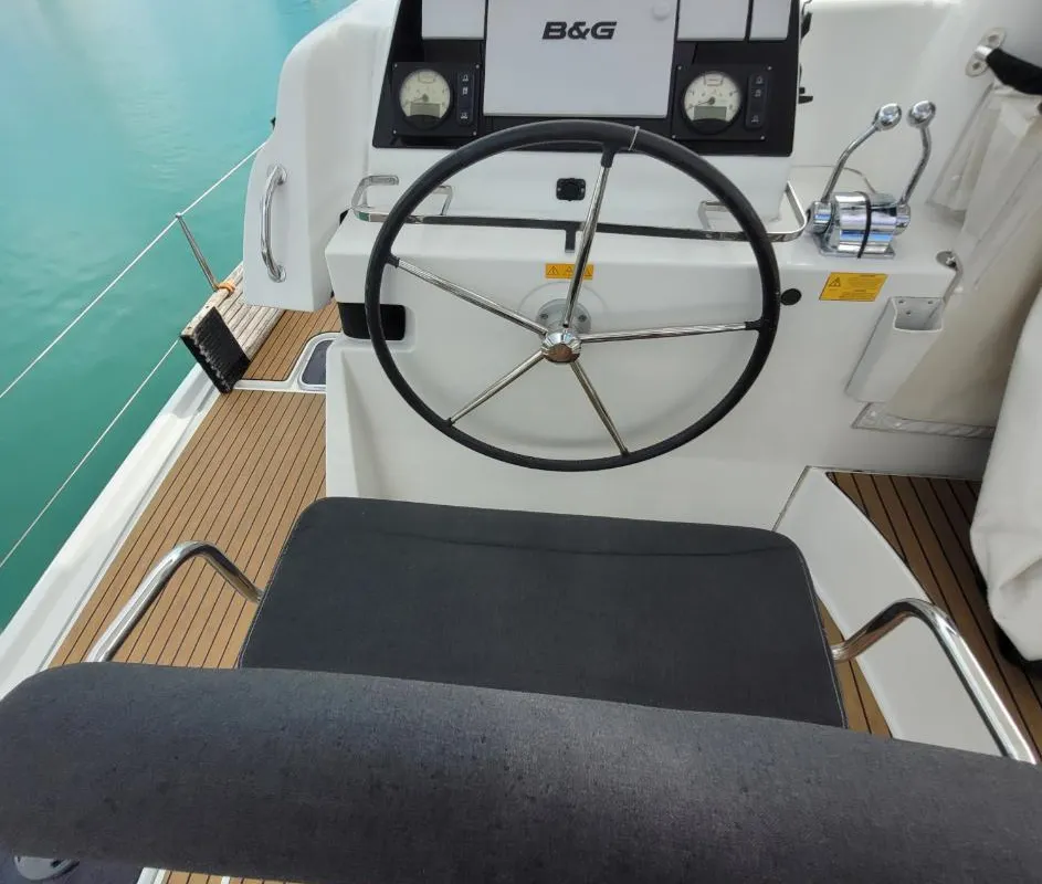 Cockpit of Best Q, a Lagoon 42 catamaran at Roche Caiman, Seychelles