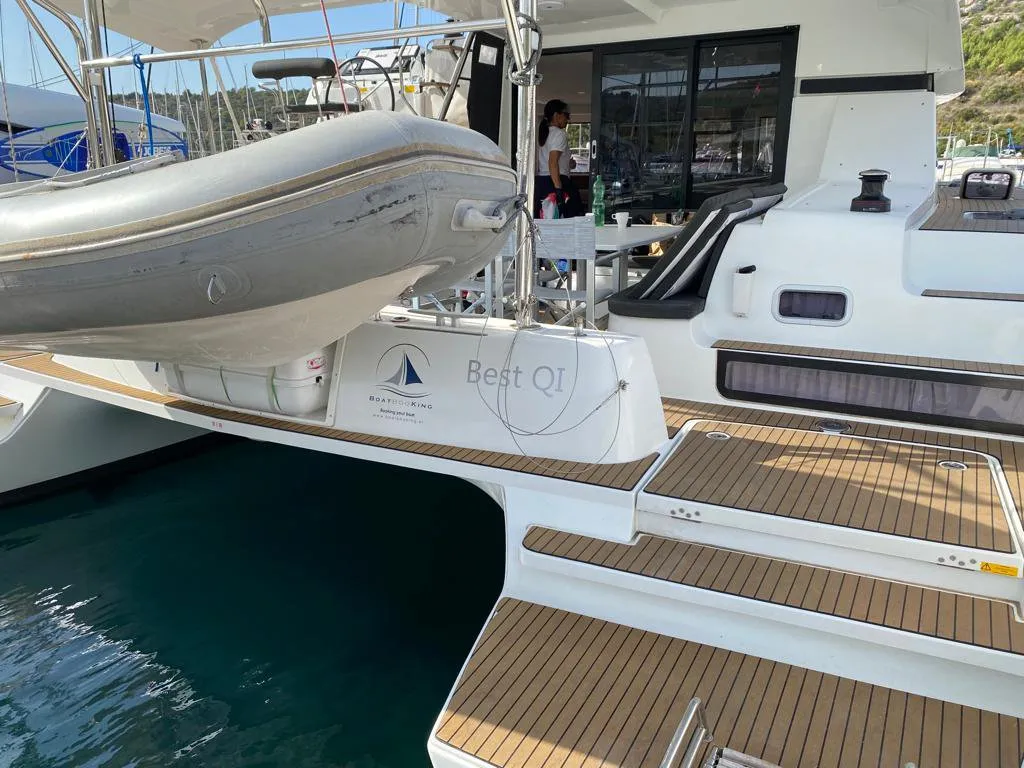 Exterior view of Best Q, a Lagoon 42 catamaran at Roche Caiman, Seychelles