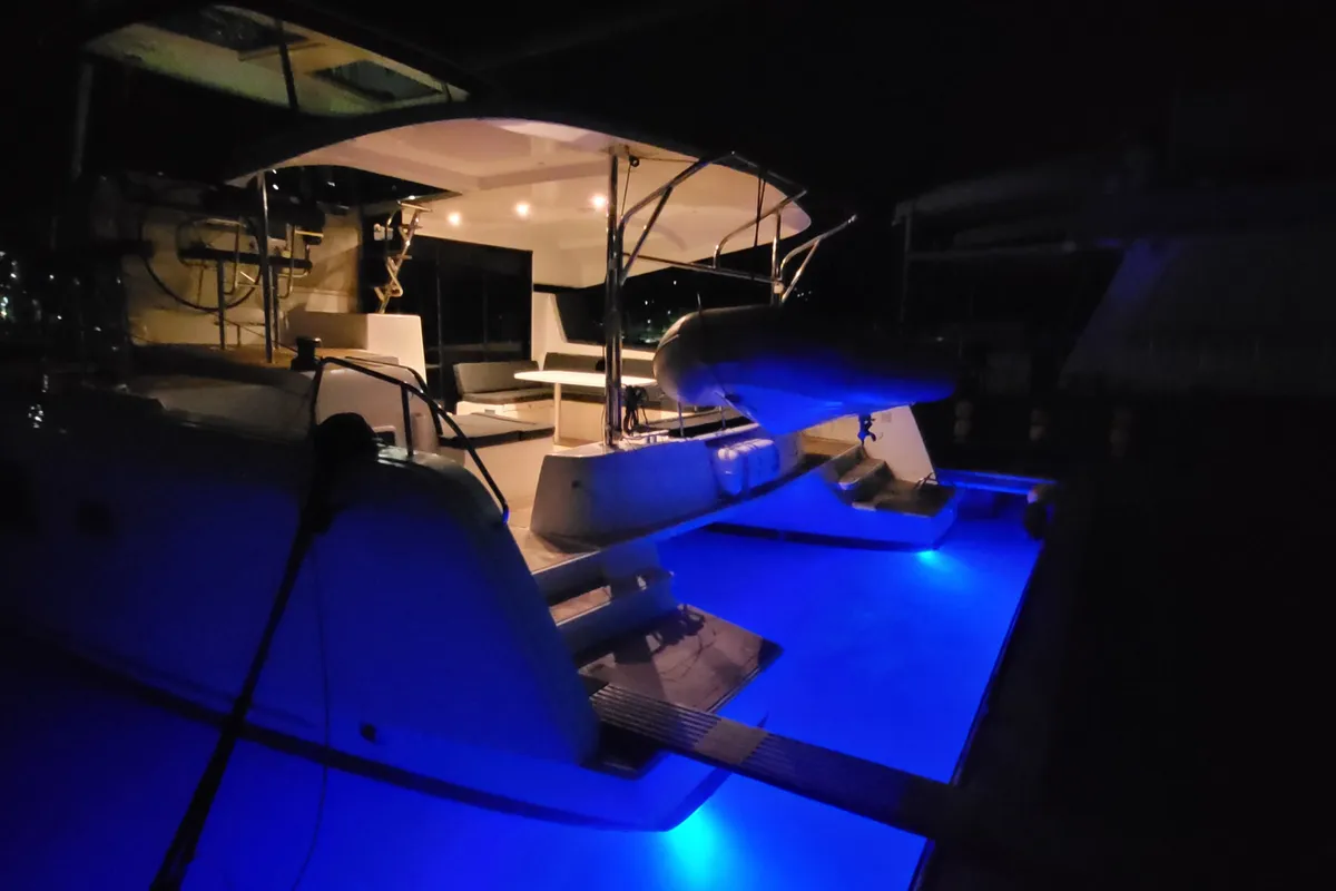 Exterior view of Best Q, a Lagoon 42 catamaran at Roche Caiman, Seychelles