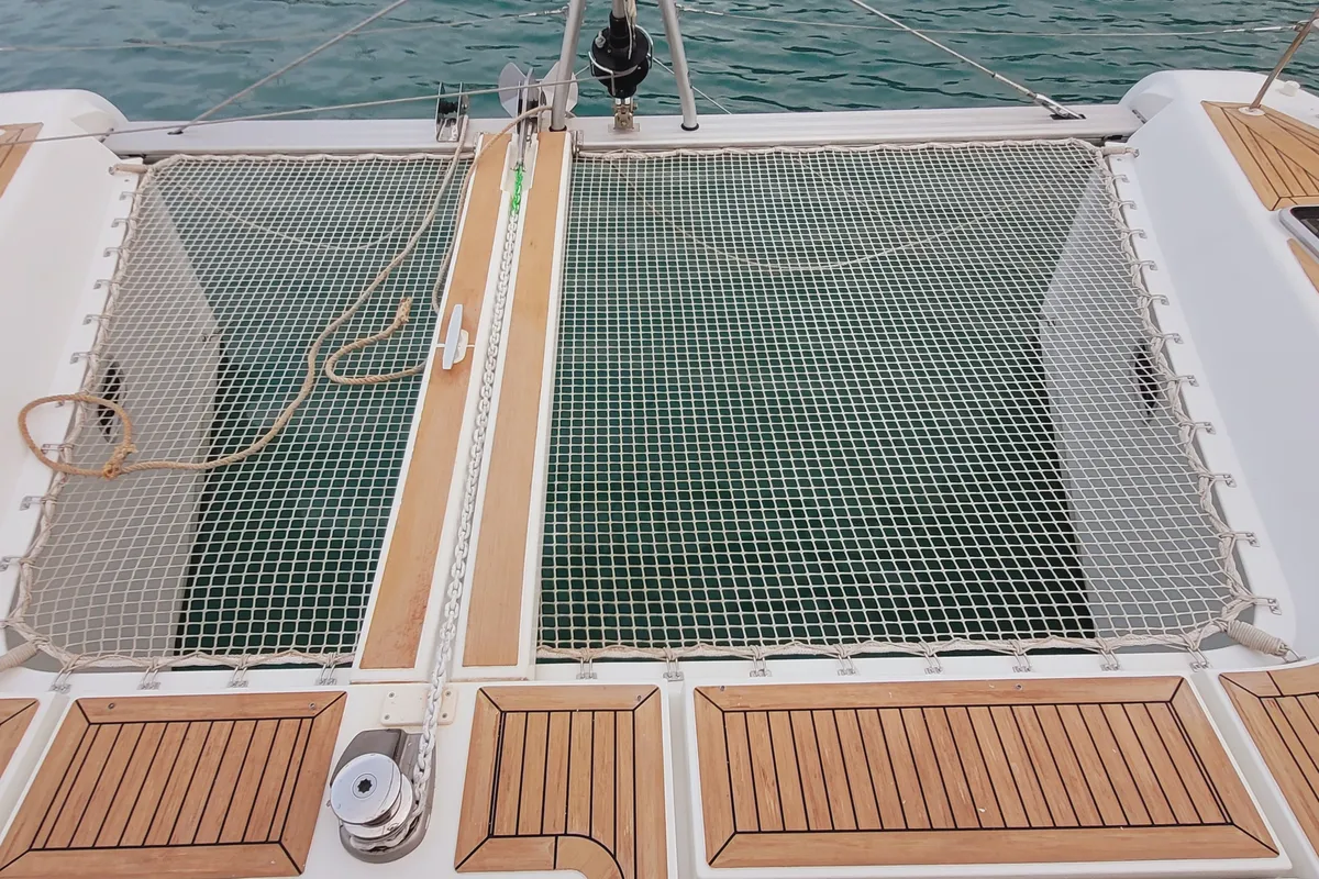 Deck of Best Q, a Lagoon 42 catamaran at Roche Caiman, Seychelles