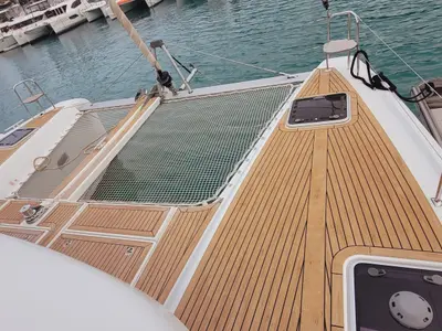 Deck of Best Q, a Lagoon 42 catamaran at Roche Caiman, Seychelles