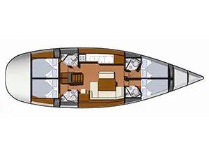 Floor plan of Lito, a Jeanneau Sun Odyssey 49 sailboat at Keramoti, Greece