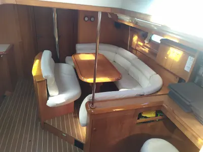 Salon of Lito, a Jeanneau Sun Odyssey 49 sailboat at Keramoti, Greece