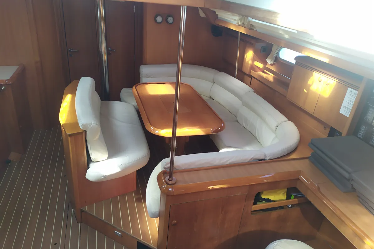 Salon of Lito, a Jeanneau Sun Odyssey 49 sailboat at Keramoti, Greece