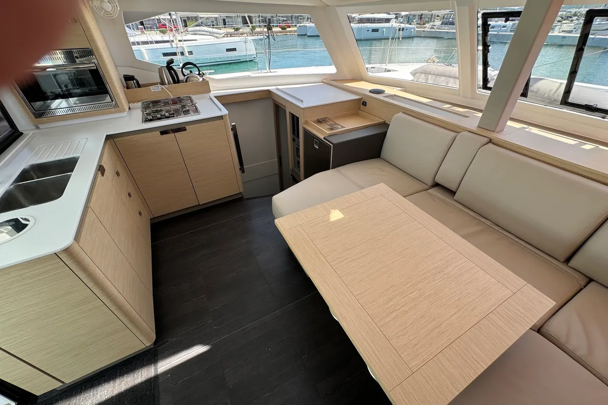 Salon of Bonita, a Fountaine Pajot Isla 40 catamaran at Općina Sukošan, Croatia