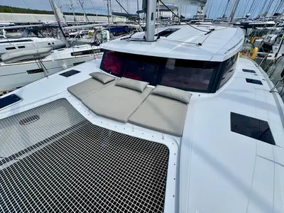 Deck of Bonita, a Fountaine Pajot Isla 40 catamaran at Općina Sukošan, Croatia