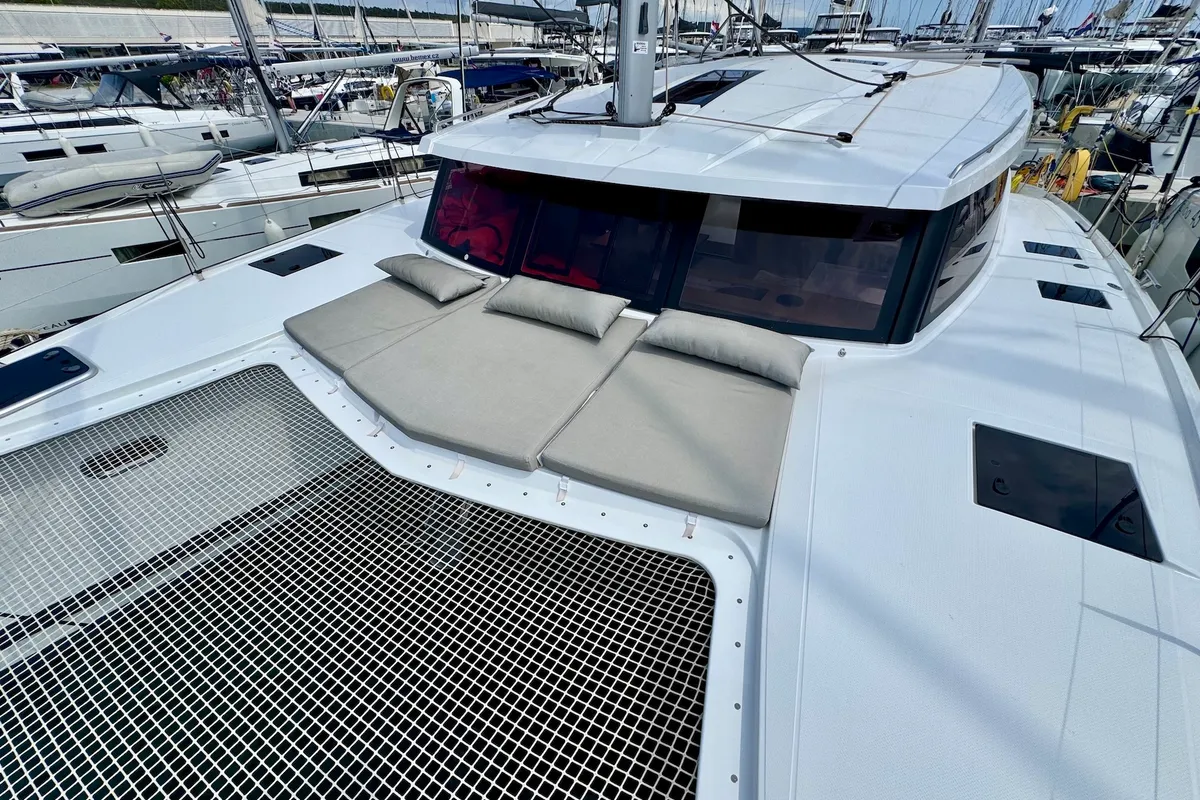 Deck of Bonita, a Fountaine Pajot Isla 40 catamaran at Općina Sukošan, Croatia