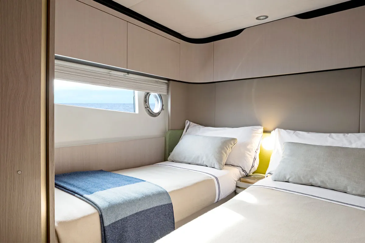 Cabin on ALUMINIA, a Azimut 60 motorboat at Grad Kaštela, Croatia