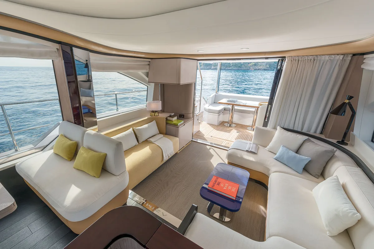Salon of ALUMINIA, a Azimut 60 motorboat at Grad Kaštela, Croatia