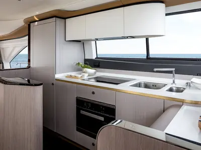 Galley of ALUMINIA, a Azimut 60 motorboat at Grad Kaštela, Croatia