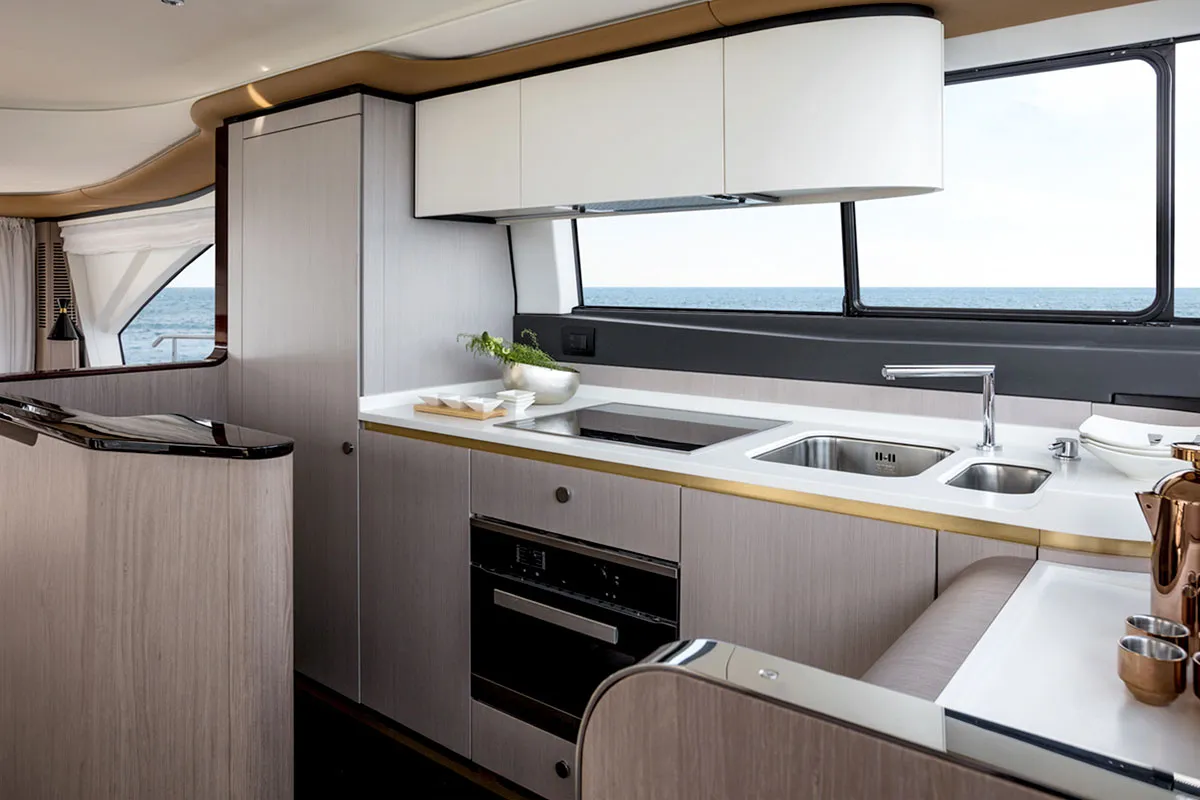 Galley of ALUMINIA, a Azimut 60 motorboat at Grad Kaštela, Croatia
