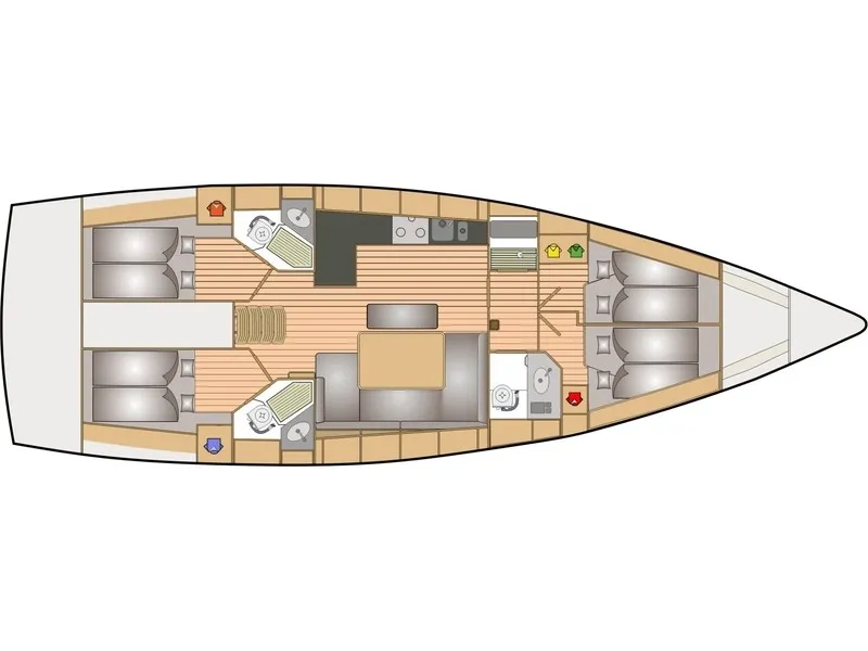Floor plan of Ocean Breeze, a Bavaria 46 sailboat at Yerseke, Netherlands