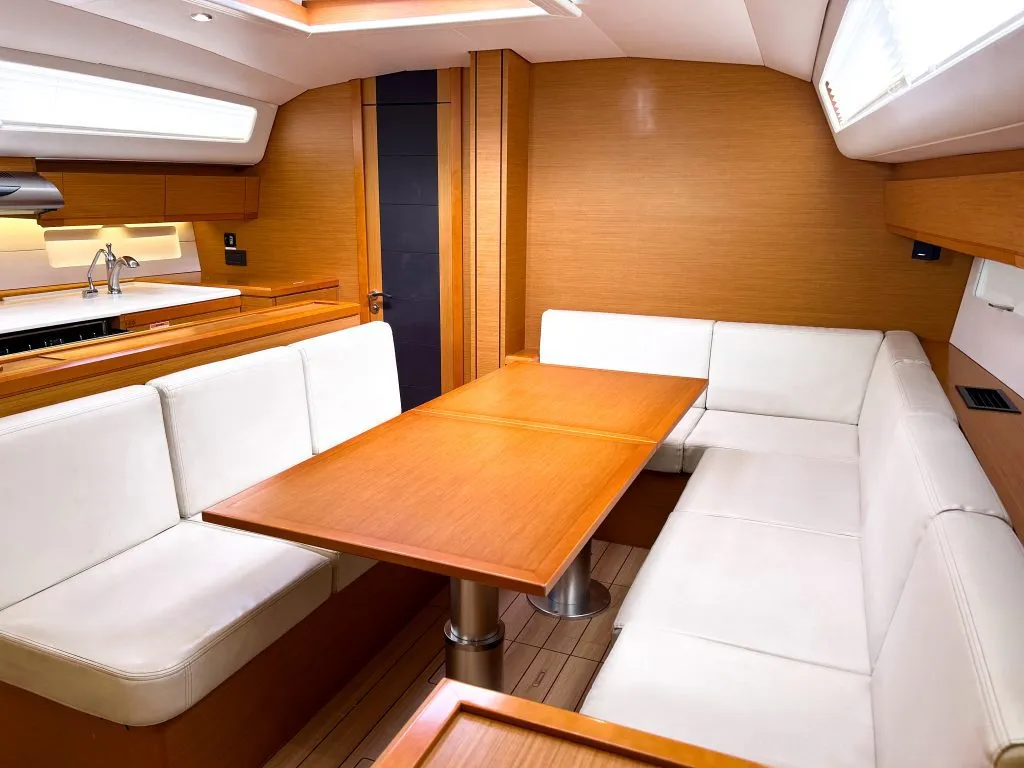 Salon of Paradise Found, a Jeanneau 54 sailboat at Ribishi, Saint Vincent and the Grenadines